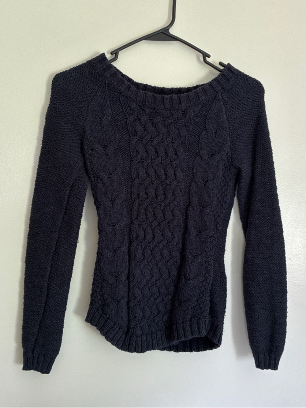 H&M Black Cable-Front Scoop Neck Sweater